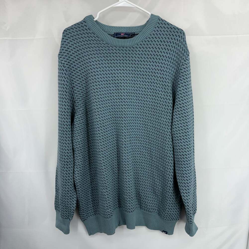 Vineyard Vines Men XL Birdseye Sweater Crewneck Blue Long Sleeve Pullover Knit